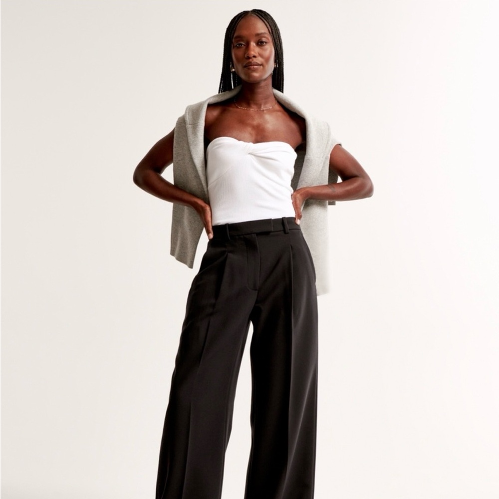 Abercrombie & Fitch Black Wide-Leg Trousers Harper 27L - Picture 2 of 2